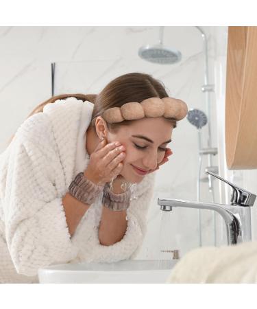 WD&CD Spa Headband for Women 1 Makeup Headband and 2 Wrist Washband and 1 Hair Scrunchies Set for Face Washing Skincare Shower Makeup Removal - Brown - Buy Online on GoSupps.com