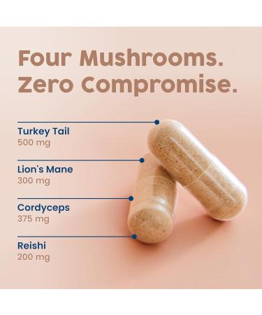 NativePath Mushroom Complex - Organic Lions Mane Turkey Tail Cordyceps & Reishi - Whole Mushroom Powder for Immune Support Brain Health & Energy - USDA Organic Non-GMO Vegan - 60 Capsules - Buy Online on GoSupps.com