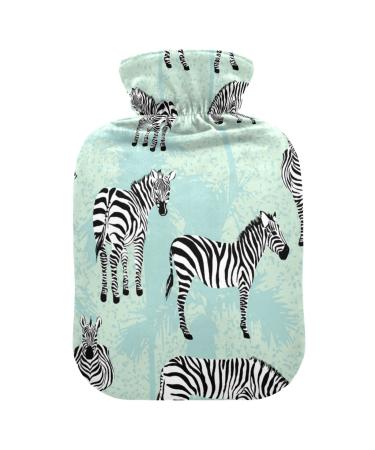 Hot water bottles with cover Zebra Blue Hot water bag for pain relief Hot cold compress Hot water bed warmer 2 liters