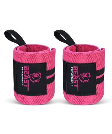 Beast Power Gear Women Wrist Wraps (14" Premium Quality) - Best Wrist Support with Thumb Loop. Pink