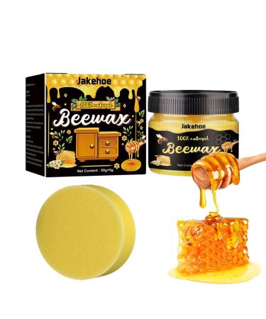 Natural Beeswax Cleaner - 80g Traditional Seasoning Beeswax Furniture Conditioner Furniture Cleaner and Polish with 1 Sponge Wood Scratch Repair Wax for Wood Doors Tables Cabinets Hixip