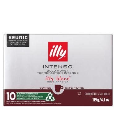 Illy Coffee K Cups - Coffee Pods For Keurig Coffee Maker Intenso Dark Roast Notes of Cocoa & Dried Fruit - Bold Flavorful & Full-Bodied Flavor of Pods Coffee - No Preservatives 10 Count Intenso Bold Roast 10 count (Pack of 1)
