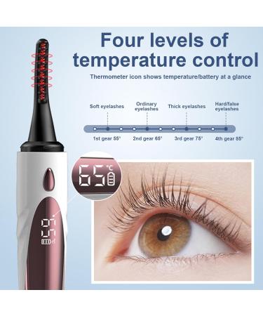 Electric Heated Eyelash Curler - Double-Sided Anti-Burn 4 Temp Settings Rechargeable with Comb - International Shipping Available - Buy Online on GoSupps.com