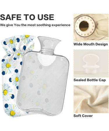 Naanle 2L Hot Water Bottle with Polka Dots & Daisy Cover - Large Hot Water Bottle for Menstrual Cramps Pain Relief Hand & Foot Heat Therapy - Buy Online on GoSupps.com