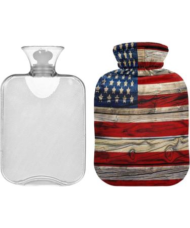 American Flag Wood Heat Bottle with Cover - Pain Relief Water Bag for Headaches (1L) | International Shipping - Buy Online on GoSupps.com