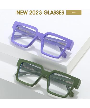 Kursan Square Black Glasses - Retro Oversized Thick Frame Eyeglasses for Women & Men - Clear Lens 54mm - Buy Online on GoSupps.com
