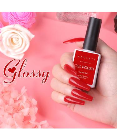 Makartt Gel Nail Polish 15ml Soak Off Sexy Red Gel Nails LED UV Lamp Cured Bright Nails Gel Polish Valentine Nail Art Design Love Decoration Manicure Salon DIY at Home Holiday Gift Kiss Me Red (1pcs) - Buy Online on GoSupps.com