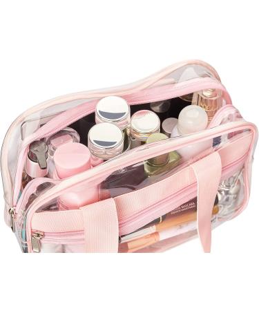 Premium Clear Makeup Cosmetic Toiletry Organizer Bag | Stadium Approved Clear Tote Bag | Mini Clear Purse for Gym, Work, Travel - Pink - Buy Online on GoSupps.com
