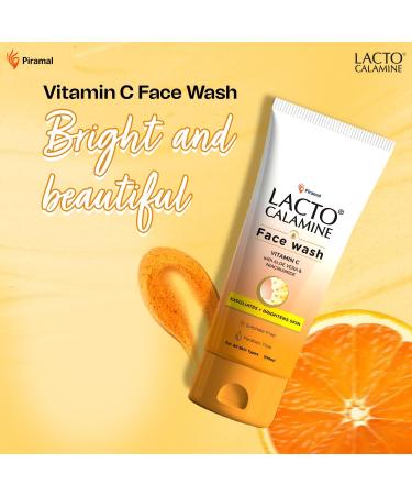 Lact'o Calamin'e Vitamin C Face Wash | Pack of 1 x 100ml | Aloe Vera & Niacinamide Face Wash for Glowing Skin | Facewash that Exfoliates Skin & Reduces Pigmentation | No Parabens No Sulphates - Buy Online on GoSupps.com