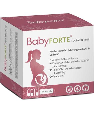 BabyFORTE Folic Acid Plus | Vegan Pregnancy & Fertility Vitamins | 16 Essential Nutrients | 180 Capsules | Laboratory Tested - Shop Internationally - Buy Online on GoSupps.com