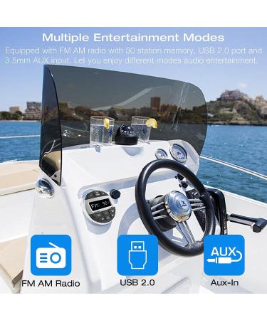 Bluetooth Marine Radio Boat Stereo - Waterproof Digital Audio Receiver for Boats | FM AM Radio, USB/AUX, MP3 | Subwoofer, Pre-Amp&EQ - Buy Online on GoSupps.com