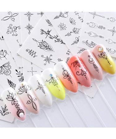 Conijiwadi 8 Sheets/Set Flower Nail Stickers Simple Flower Transfer Decal Tatoos Manicure Nail Art Decor Wraps - Buy Online on GoSupps.com