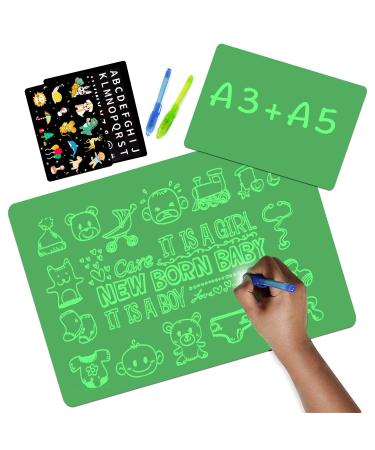 Light Drawing Board for Kids A3 and A5, TOHETO Painting Writing Pad Educational Toys with Magic Pens for Toddlers Girls Boys for Christmas & Birthday A3+A5