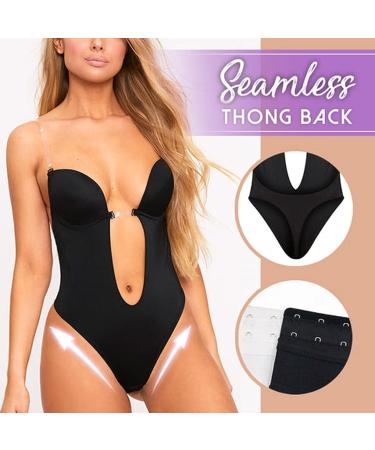 Women's Backless Shapewear Bodysuit - Seamless Plunge Bra & Thong for Backless Dresses | Black, X-Large - Buy Online on GoSupps.com