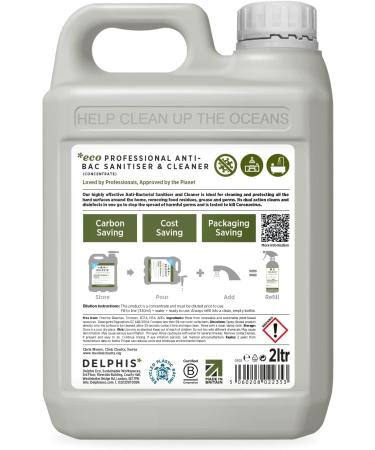 Delphis Eco Antibacterial Kitchen Surface Cleaner | 2L Concentrate | Kills 99.999% of Bacteria & Viruses incl. Enveloped Viruses 2 l (Pack of 1) - Buy Online on GoSupps.com