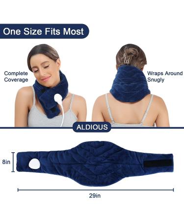 ALDIOUS Hands-Free Electric Heated Neck Wrap for Pain Relief with 10-90 min Timer & 86-158 F Setting - Fast-Heating Thermal Dry Heat Therapy for Neck Pain - 8 x 29in Navy Blue - Buy Online on GoSupps.com