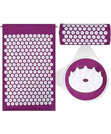 Nealpar Acupressure Mat & Pillow Set Ultra-Comfort for Back Neck & Foot Pain Relief | Travel Bag Included | Purple Lotus Thorn Design - Buy Online on GoSupps.com