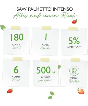Saw Palmetto Extract 500mg - 180 Vegan Capsules | Premium Quality | 5% Phytosterols | Lab Tested | No Additives | High-Dose Supplement - Buy Online on GoSupps.com