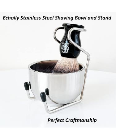 Echolly 4pcs Premium Shaving Brush Set with Stainless Steel Stand and Bowl - Ideal Wet Shaving Kit for Men and Fathers - Buy Online on GoSupps.com