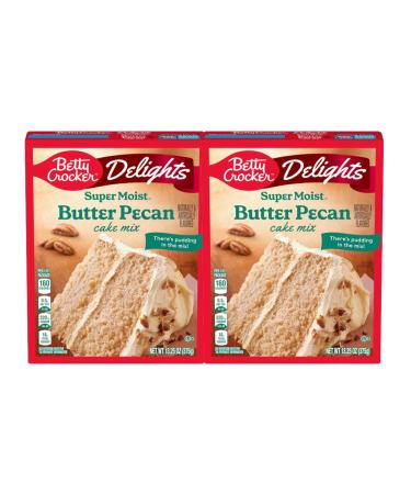 Betty Crocker Delights Super Moist Butter Pecan Cake Mix 13.25oz (375g) | Bowl to Oven in Minutes | Pack of 2