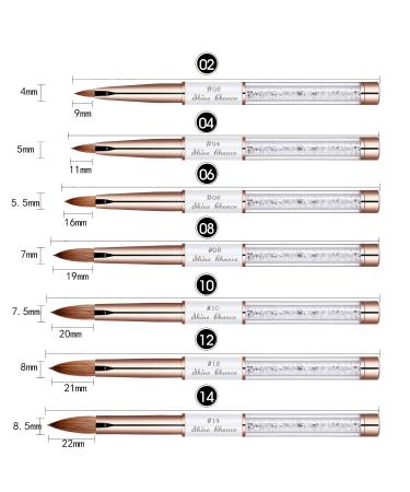 Shine Chance Acrylic Nail Brush Size 2 - 100% Real Kolinsky Art Brush for Professional Acrylic Powder Application - Handmade Manicure Tool for DIY and Salon Use - Buy Online on GoSupps.com