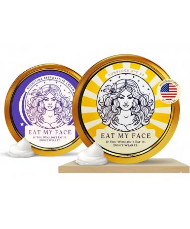 Beef Tallow Sunscreen SPF 30 & Tallow Face Moisturizer Bundle Organic Sunscreen for Face with Non Nano Zinc Oxide Reef Sun Protection Cocoa Butter Night Cream with Shea & Vitamin E for Hydration