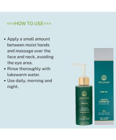 Hylunia Salicylic Facial Cleansing Gel - 5.1 fl oz | Acne Prevention for Oily Skin | Hyaluronic Acid Serum - International Shipping Available - Buy Online on GoSupps.com
