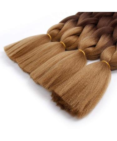 Buy 24 Ombre Brown Braids Extensions - 6pcs Jumbo Kanecalon Synthetic Hair for Box Braids & Crochet | Dark Brown Shades - Buy Online on GoSupps.com