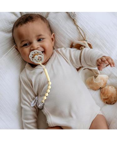 Beadlsee Baby Silicone Pacifier Clip Teether 2-Pack - Toast & Buttercream, Sensory Exploration and Teething Relief for Boys or Girls - Buy Online on GoSupps.com