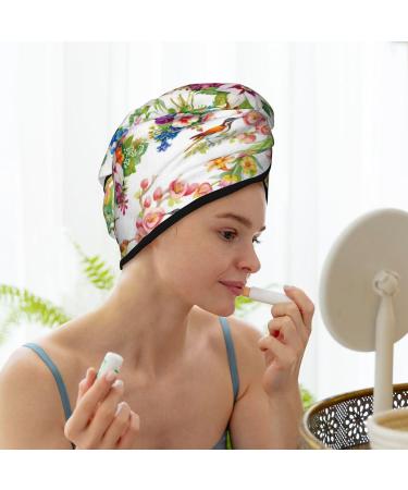Wild Exotic Birds & Flowers Microfiber Hair Towel | Super Absorbent Coral Velvet Wrap for Long Curly & Thick Hair - Quick Dry for Women - Buy Online on GoSupps.com