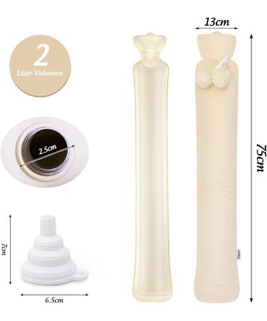 HomeWit 2L Large Hot Water Bottle with Soft Cover - Versatile Hose Heat Bottle for Waist Shoulder and Neck - Comfortable Champagne Color - Buy Online on GoSupps.com