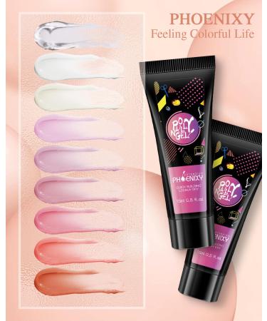 Phoenixy Poly Nail Gel Kit - 9 Colors Extension Builder Top Base Coat Manicure Starter Set for Women - Buy Online on GoSupps.com