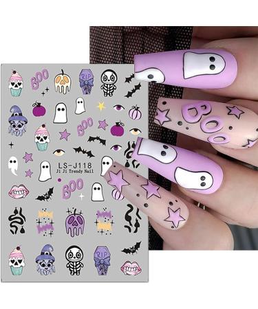 JMEOWIO 9 Sheets Halloween Ghost Cute Nail Art Stickers Decals Self-Adhesive Nail Supplies Nail Art Design Decoration Accessories - Buy Online on GoSupps.com