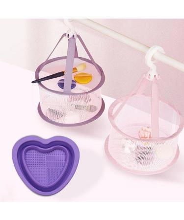 Geteawily Foldable Makeup Brush Cleaning Bowl | Heart Shape Silicone Cosmetic Brush Cleaner Portable Washing Tool for Brushes Sponges Makeup Cleaning Tools for Makeup Lovers Purple - Buy Online on GoSupps.com