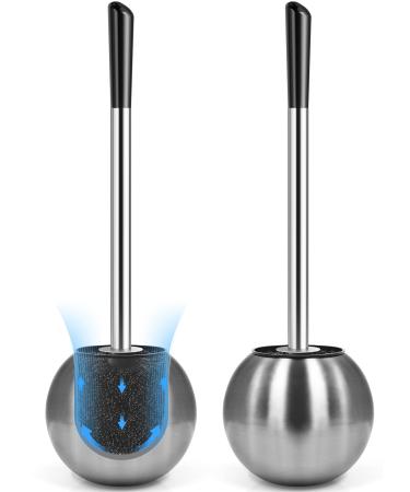 IXO Toilet Brush and Holder 2 Pack, 304 Stainless Steel Toilet Brush with Extended and Durable Comfortable Brush Handle, Toilet Bowl Brush for Bathroom Toilet - Ergonomic, Pratical Durable Silver - Buy Online on GoSupps.com