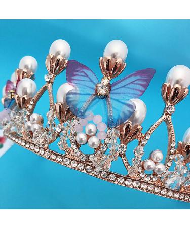 FRCOLOR Girls Crown Tiara - Rhinestone Butterfly Pearl Headband for Wedding Prom & Party - Buy Online on GoSupps.com