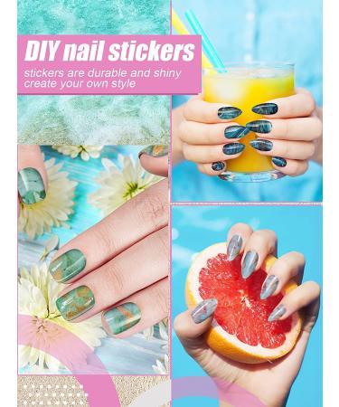 Marble Nail Art Polish Stickers - 12 Sheet Self Adhesive Wraps by Kalolary with Nail File - DIY Nail Art Decoration for Women and Girls - Buy Online on GoSupps.com