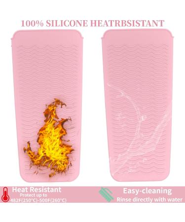 Hair Iron Mat Pouch | Heat Resistant Silicone Mat for Flat & Curling Irons | Portable Travel Cover for Hot Hair Styling Tools (Pink - Buy Online on GoSupps.com