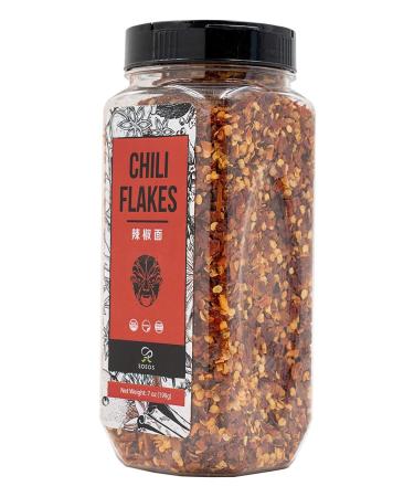 Soeos 7oz Sichuan Chili Flakes - Non-GMO, All Natural, Medium Hot Crushed Red Pepper Flakes | Premium Dried Szechuan Red Chili Pepper Bulk - Buy Online on GoSupps.com
