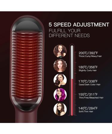 Hair Straightener Brush - Fast Heating 5 Temp Settings Anti-Scald | Ideal for Home & Travel - Buy Online on GoSupps.com