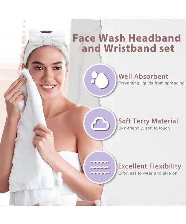 Crosize 7 Pack Face Wash Headband and Wristband Set for Women - Cute Spa Skin Care Accessories for Washing Face and Makeup - Pink White Brown - Buy Online on GoSupps.com
