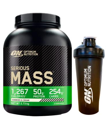 Optimum Nutrition Serious Mass Molken Protein powder for muscle mass with creatine glutamine and vitamins cookies and cream 2.73kg 8 portions + shaker