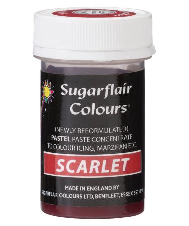 Sugarflair Scarlet Pastel Food Colouring Paste Highly Concentrated for Use with Sugar Pastes Buttercream Royal Icing or Cake Mix Subtle Colour Dye - 25g