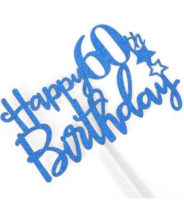 Tenhaisi Gilttery Navy Blue Happy 60 Birthday Cake Topper 60th Cake Toppers for Men Cake Topper for 60th Birthday Fabulous 60th Birthday Decoration - Buy Online on GoSupps.com