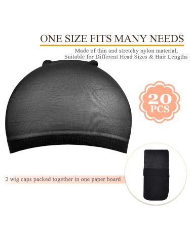 MORGLES Wig Caps - Stretchy Nylon Stocking Caps for Women | 20 Pack Black - Perfect for Wigs | International Shipping Available - Buy Online on GoSupps.com