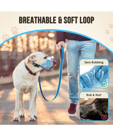 Adjustable Reflective Nylon Dog Muzzle - Prevents Biting & Barking - Blue - Small Medium Large Dogs - Buy Online on GoSupps.com