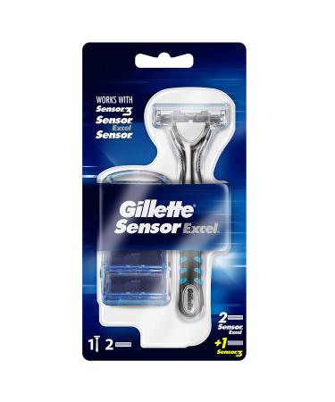 Gillette Sensor Excel Men's Razor + 3 Refill Blades - Self-Adjusting Twin Razor Blades - Buy Online on GoSupps.com
