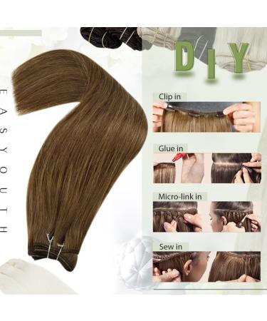 Easyouth Double Weft 16 Inch Medium Brown Human Hair Extensions - 100g - #4 - Buy Online on GoSupps.com