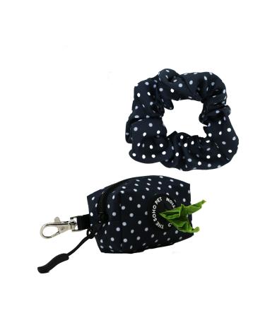 Ancol Polka Patterned Dog Poop Bag and Scrunchie Set Durable Lightweight Stylish Cute Matching Sturdy Zip Waste Bag Dispenser Pet Puppy Accessories