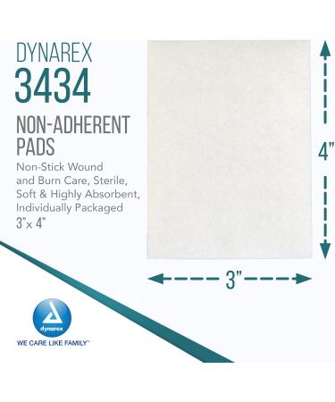 Dynarex Non-Adherent Pads Sterile Soft & Absorbent Wound Care 3 x 4 1200 Individually Packaged Non-Stick Pads | International Shipping Available - Buy Online on GoSupps.com